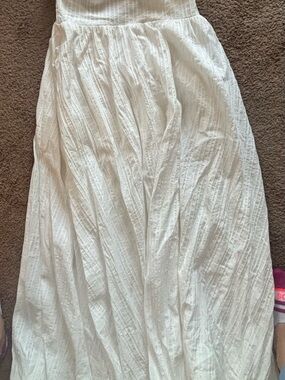 Astr White Textured Maxi Skirt - Flowy Gathered Waist